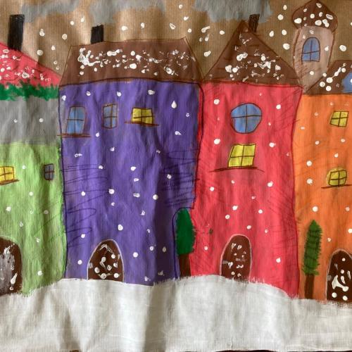 Winterdorf-Zeichnung