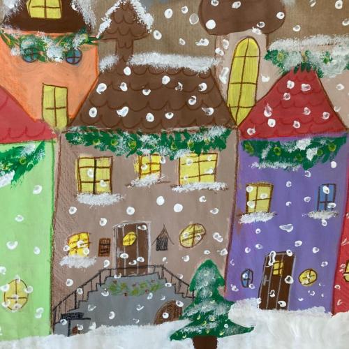 Winterdorf-Zeichnung